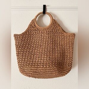 Zara Tan Woven Tote Bag